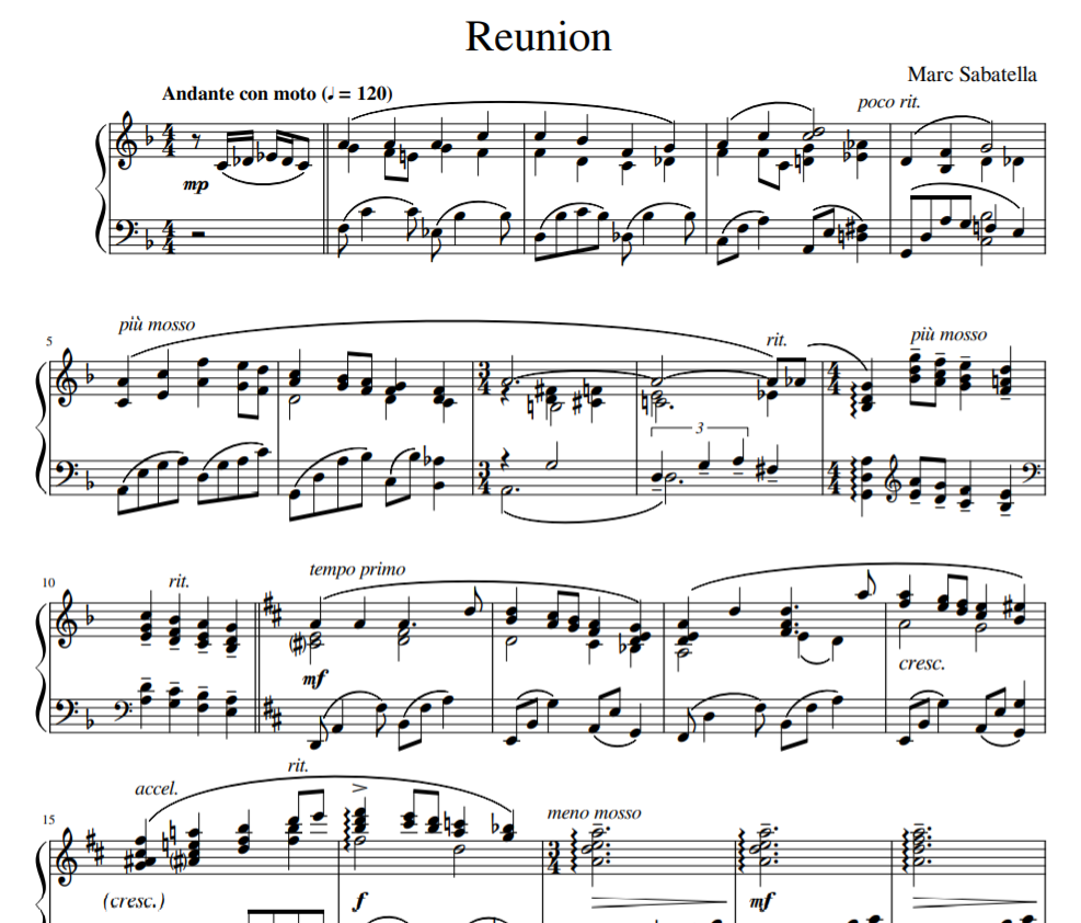 Reunion sheet piano